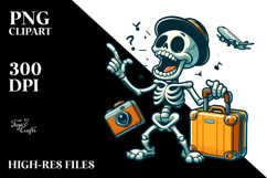 Silly Skeleton with Travel Suitcase PNG Product Image 2