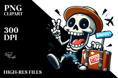 Cute Traveling Skeleton Cartoon Art PNG Product Image 2