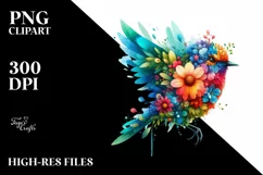 Abstract Vibrant Bird with Flower Body PNG Product Image 3