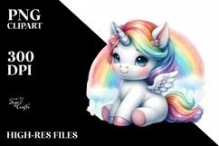 Cute Baby Unicorn Rainbow | Sublimation | Clipart Product Image 1