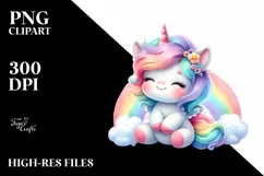 Cute Baby Unicorn Rainbow | Sublimation | Clipart Product Image 1