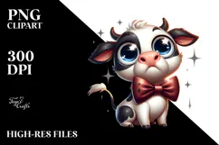 joyful Cartoon Cow with a Bow Tie, Transparent PNG Product Image 2