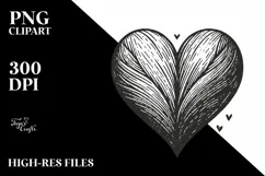 Vintage Hand-Drawn Heart, PNG Product Image 2