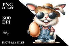 Goofy Bunny with Vintage Hat and Big Egg PNG Product Image 2