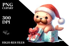 Watercolor Walrus Baby PNG Product Image 1