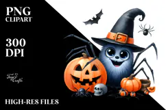 Funny Halloween Spider Watercolor | Sublimation | Clipart Product Image 2