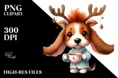 Watercolor Basset Hound with Crazy Haircut PNG Product Image 1