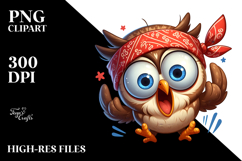 Excited Owl with Bandana, High-Res PNG Product Image 2