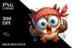 Excited Owl with Bandana, High-Res PNG Product Image 2