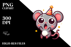 Cute Cartoon Mouse with Cross-Eyed Expression, Transparent Product Image 2
