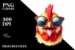 Vibrant Chicken Sunglasses Tongue | Clipart Product Image 1