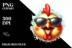 Vibrant Chicken Sunglasses Tongue | Clipart Product Image 1