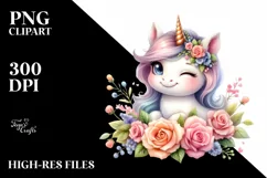 Cute Winking Baby Unicorn | Clipart Product Image 1