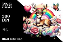 Adorned Deer on Cloud with Heart PNG Product Image 2