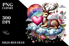 Adorned Deer Sitting on Cloud PNG Product Image 2