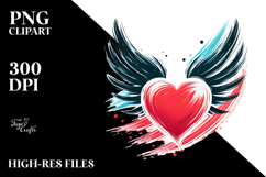 Paintbrush Style Heart with Wings PNG Product Image 2