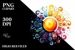 Colorful Sun Watercolor Clipart Product Image 1