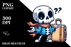 Silly Skeleton with Travel Suitcase PNG Product Image 2