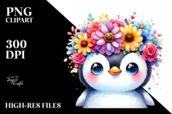 Cartoon-Style Penguin Watercolor Vibrant Colors | Product Image 1