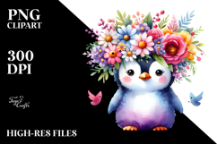 Cartoon-Style Penguin Watercolor Vibrant Colors | Product Image 2