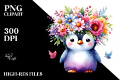 Cartoon-Style Penguin Watercolor Vibrant Colors | Product Image 2