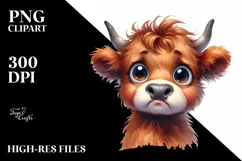 Funny Expressive Highland Cow, PNG Product Image 1