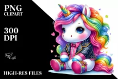 Running Dressed Baby Unicorn, PNG Product Image 1