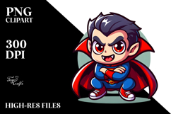Aggressive Vampire with Superhero Cape PNG Product Image 2