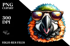 Funny Macaw with Sunglasses, Transparent PNG Product Image 2