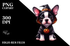 Baby Boston Terrier with Crazy Eyes, Watercolor PNG Product Image 2