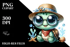 a Cute Baby Turtle in Sunglasses, Energetic PNG Product Image 2
