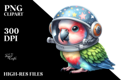 Cute Baby Parrot with Astronaut Helmet, Whimsical PNG Product Image 2