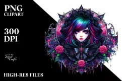 Vibrant Gothic Girl, Transparent PNG Product Image 1