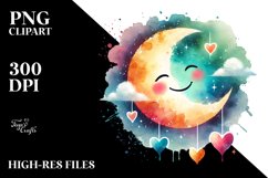 Colorful Smiling Moon PNG Product Image 2