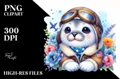Colorful Watercolor Baby Seal Aviator Suit | Sublimation | Product Image 1