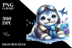 Colorful Watercolor Baby Seal Aviator Suit | Sublimation | Product Image 2