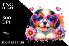 Puppy with Heart Sunglasses PNG Product Image 2