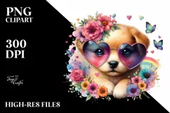 Puppy with Heart Sunglasses, PNG Product Image 2