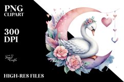 Boho Swan on Moon, Transparent PNG Product Image 2