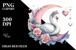 Boho Swan on Moon, Transparent PNG Product Image 2