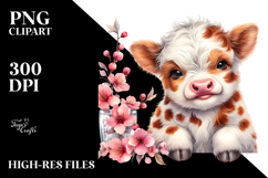 Watercolor Highland Cow Animal Print | Sublimation | Clipart Product Image 2