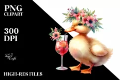 Watercolor Young Duck With Flower Wreath Product Image 3