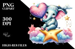 Pastel Elephant Sitting on Star PNG Product Image 2