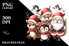 Cute Christmas Gnome, Santa, Penguin, Reindeer Running Product Image 1
