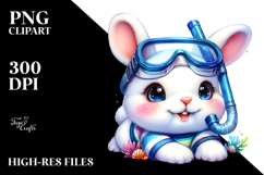 Goofy Cute Baby Bunny with Snorkel Set PNG Product Image 2