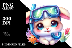 Cute Baby Bunny with Snorkel Set PNG Product Image 2
