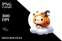 Retro Baby Snail on Moon, High-Res PNG Product Image 2