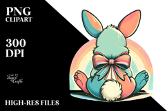 bunny with Retro Bow PNG Product Image 2