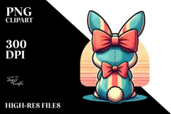 Retro Vintage Bunny Sitting, Watercolor PNG Product Image 2