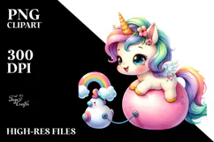 Vibrant Pumpkin Baby Unicorn | Sublimation Clipart Product Image 2
